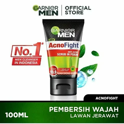 Cuidado facial 2 piezas Garnier Men Acno Fight exfoliante en espuma anti-acné opacidad Foto 1 de 4