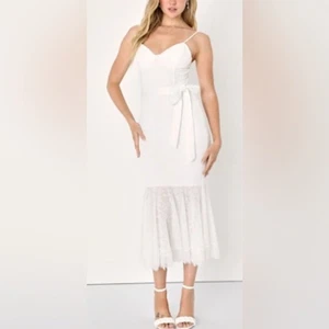 Nuevo con etiquetas Vestido Midi Lulu's Elegante Ease Blanco Encaje - L - Imagen 1 de 10