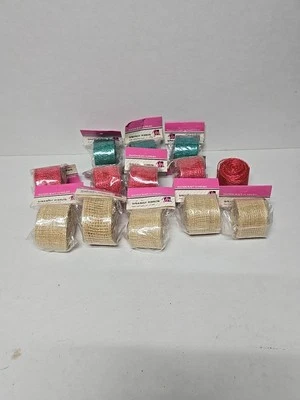 SINAMAY Ribbon Arts Craft Natural Abaca Burlap, 1.5" in x 5 yrd. Lot Of 14 Rolls - Image 1 of 4