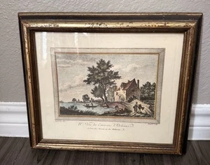 Grabado Turner HC estilo antiguo enmarcado - escena rural de Orléans (A102) - Imagen 1 de 6