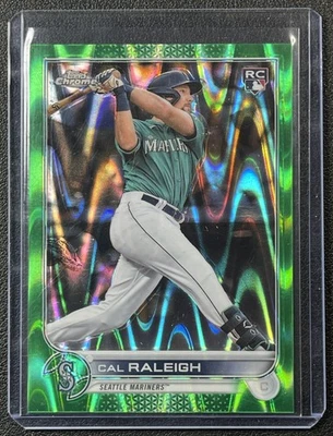 CAL RALEIGH 2022 TOPPS CHROME SONIC #149 ROOKIE GREEN RAYWAVE REFRACTOR RC 95/99 - Image 1 of 2