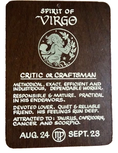 aSTROLOGY ASTROLOGICAL ZODIAC SIGN VIRGO WALL PLAQUE VINTAGE HOROSCOPE neocurio - Picture 1 of 6