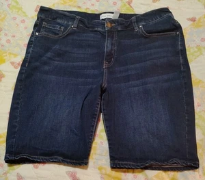 LANE BRYANT Denim Shorts Womens SZ 18 Flex Magic Waistband Mid Rise Girlfriend - Picture 1 of 13