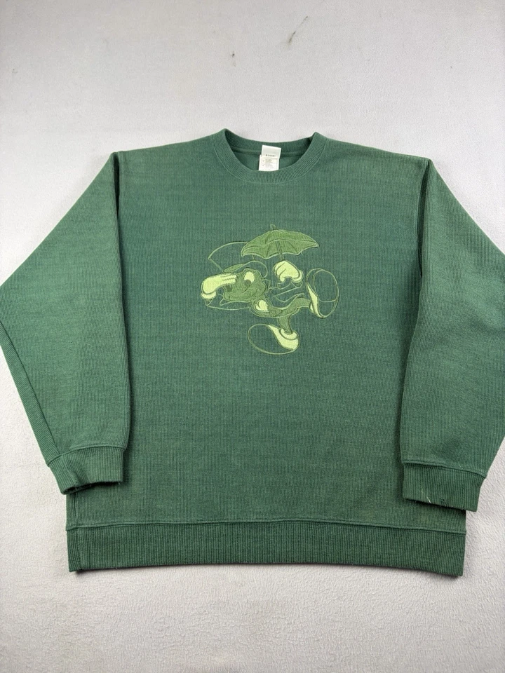 复古迪士尼吉米板球毛衣成人尺寸中号绿色匹诺曹 90 年代 — 第 1/4 张图片