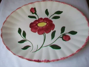 SOUTHERN POTTERIES BLUE RIDGE NOCTURNE RED OVAL PLATTER 11 3/4" HAND PAINTED - Picture 1 of 6