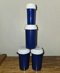 Dunkelblaue Rx Pillenflaschen leer mit Verschlüssen für Basteln, Garage Aufbewahrung - 4 Stück - Bild 1 von 8