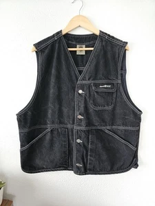 Vintage Jnco Black Denim Vest Baggy 90s Skater Made In USA Size Large - Picture 1 of 5