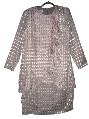 Vestido vintage Patra para mujer talla 14 rosa con cuentas superpuesto transparente EE. UU. Foto 1 de 4