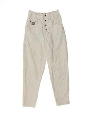 H.I.S Womens High Waist Tapered Casual Trousers W26 L28 White BR07 - Imagem 1 de 4