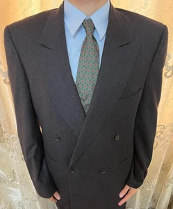 1970s Vintage Wool Cashmere handtailored Bespoke classic gangster db suit 42R - Bild 1 von 15