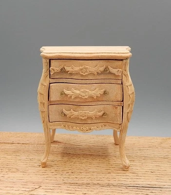 老式娃娃屋未完成Bespaq Bombe床头柜微型1:12 — 第 1/4 张图片