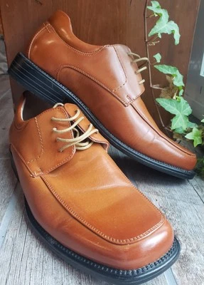 New Bruno Marc New York Mens Sz 8.5 Dress Shoes Brown Leather Retro Square Toe  - Image 1 of 4