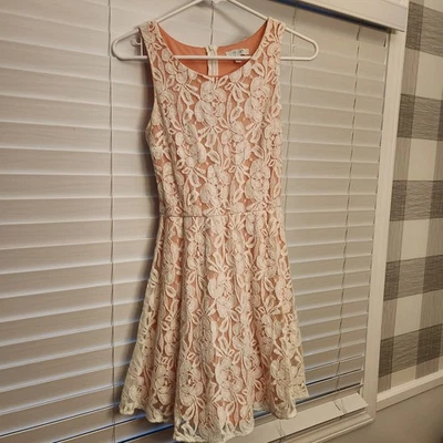 Vestido Vintage Delia's Champagne Floral Marfil Encaje Talla Pequeña Foto 1 de 4