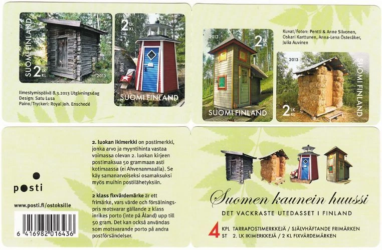 Finland World Beatiful Toilets Privies Shithouses WC Finland MNH Booklet 2013 - Image 1 of 1
