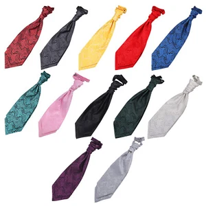 Mens Pre-Tied Ruche Cravat Woven Floral Paisley Formal Casual Wedding by DQT - Picture 1 of 49