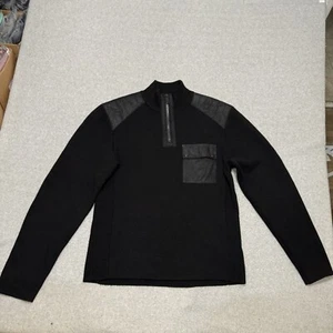 Polo Ralph Lauren Black Label Sweater Men’s Medium Black 1/4 Zip Wool Pullover - Picture 1 of 11