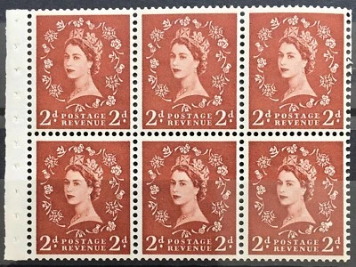 Rare QEII 1957 Wildings Booklet Pane SB78d Shamrock Flaw 2d Light Red Brown MNH - Image 1 of 2