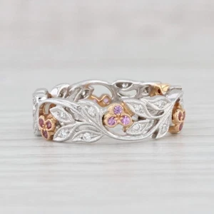 Nuevo Beverley K 0.30ctw Zafiro Rosa Diamante Anillo con Flor 18k Oro Alianza - Imagen 1 de 9