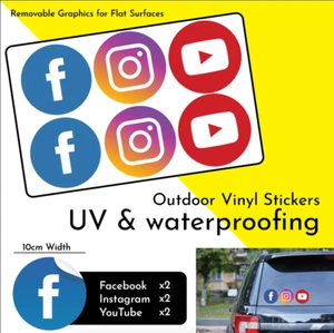 Facebook Instagram Youtube Icon Stickers x2 sets (100mm) - Picture 1 of 2