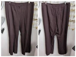 Lafayette 148 SZ 14 Brown Pinstripe Stretch Wool Blend Trousers - Picture 1 of 2