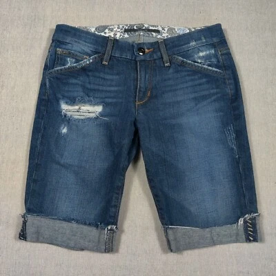 Pantalones cortos para mujer Joe's Jeans desgastados tiro bajo bermudas talla 24 elásticos 5 bolsillos Foto 1 de 4