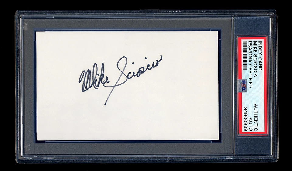 MIKE SCIOSCIA VINTAGE ROOKIE ERA SIGNED MINT INDEX CARD PSA/DNA DODGERS WSC AUTO - Image 1 of 1