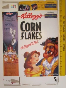 Empty Kellogg's Cereal Box 2002 CORN FLAKES Beauty & the Beast  Z130A28 - Picture 1 of 2