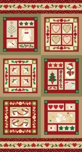 Christmas Angel Heart Star Block Cotton Fabric Marcus Wrapped Joy 24"X44" Panel - Picture 1 of 1