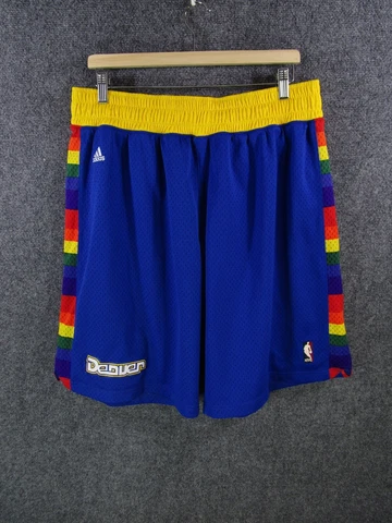 Adidas Denver Nuggets Basketball Shorts Sz Xl Blue Rainbow Swingman Stitched Cover