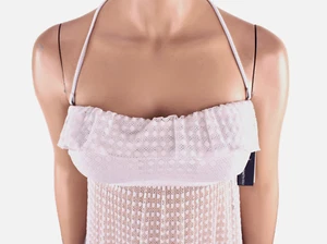 KENNETH COLE REACTION (XL-12) white long dress beach halter ruffle swim coverup  - Picture 1 of 4