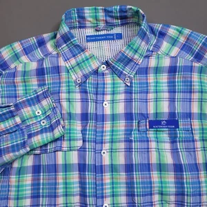 $125 Southern Tide Plaid Performance Fishing Shirt Vented Caped Breathable Large - Picture 1 of 12