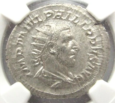 NGC Ch AU, Philip I, 244-249 AD, AR Antoninianus, Struck 244ad, RIC 49b, Victory - Image 1 of 4