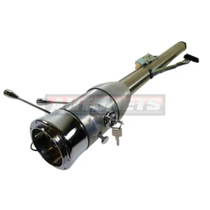 32" Raw Stainless Manual Floor Shift Tilt Steering Column w/Ignition Key ChevyGM - Picture 1 of 5
