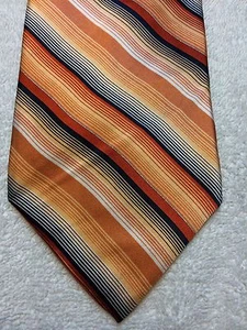 STAFFORD MENS TIE 3.75 X 57 ORANGE WITH GRAY WHITE RED STRIPE - Picture 1 of 4