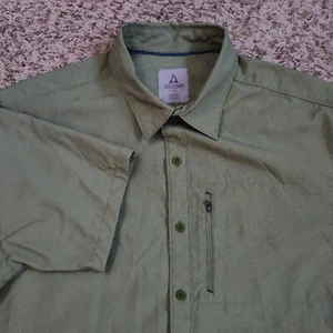 Ascend Short Sleeve Men Sz L Button Up Green Polyester Shirt - Picture 1 of 9