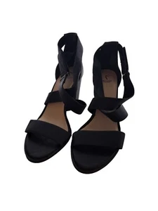 Simply Vera Vera Wang Classic Black Strappy San Chunky Block Heel Size 9 Med - Picture 1 of 9