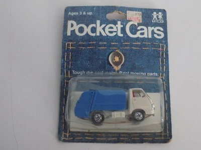 Tomy Pocket Cars #39-36 camión de basura de saneamiento metal fundido a presión ¿raro azul? Foto 1 de 3