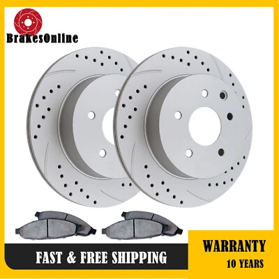 Комплект задних тормозных дисков и колодок подходит для Nissan Maxima 2009-2019 с прорезями и отверстиями - Изображение 1 из 4