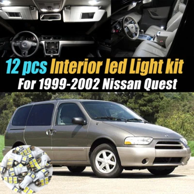 12Pc Super White Car Interior LED Light Bulb Kit for 1999-2002 Nissan Quest - Image 1 of 4