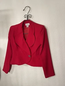 Rimini Women’s Vintage 2 Piece Suit Jacket Skirt Rhinestones On Buttons Red - Picture 1 of 10