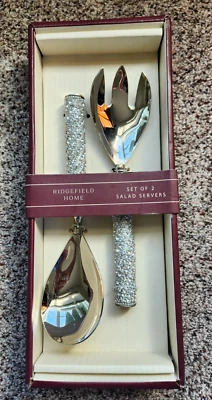 Juego de cuchara tenedor para servir ensalada con mango de diamantes de imitación Ridgefield Home BLING Foto 1 de 4