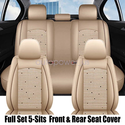 Cojín protector delantero y trasero de seda helada y cuero PU para auto Honda 5 asientos Foto 1 de 4