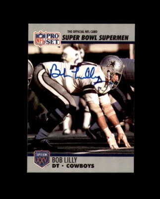 Bob Lilly Signed 1990 Pro Set Super Bowl Supermen Dallas Cowboys Autograph - Image 1 of 2