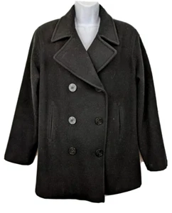 J Percy Navy Wool Peacoat Sailor Coat Womens Size 6 Black - Picture 1 of 9