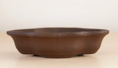 Japanese Bonsai Pot 5"(12.7cm) Brown Unglazed Oval Mokko Y667 - Image 1 of 4