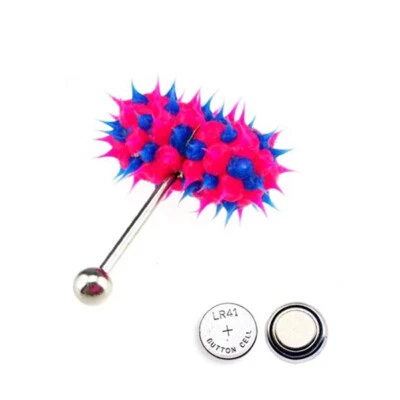 Women Men Vibrating Steel Silicone Tongue Ring Bar Stud Body Piercing Batteries Foto 1 de 3