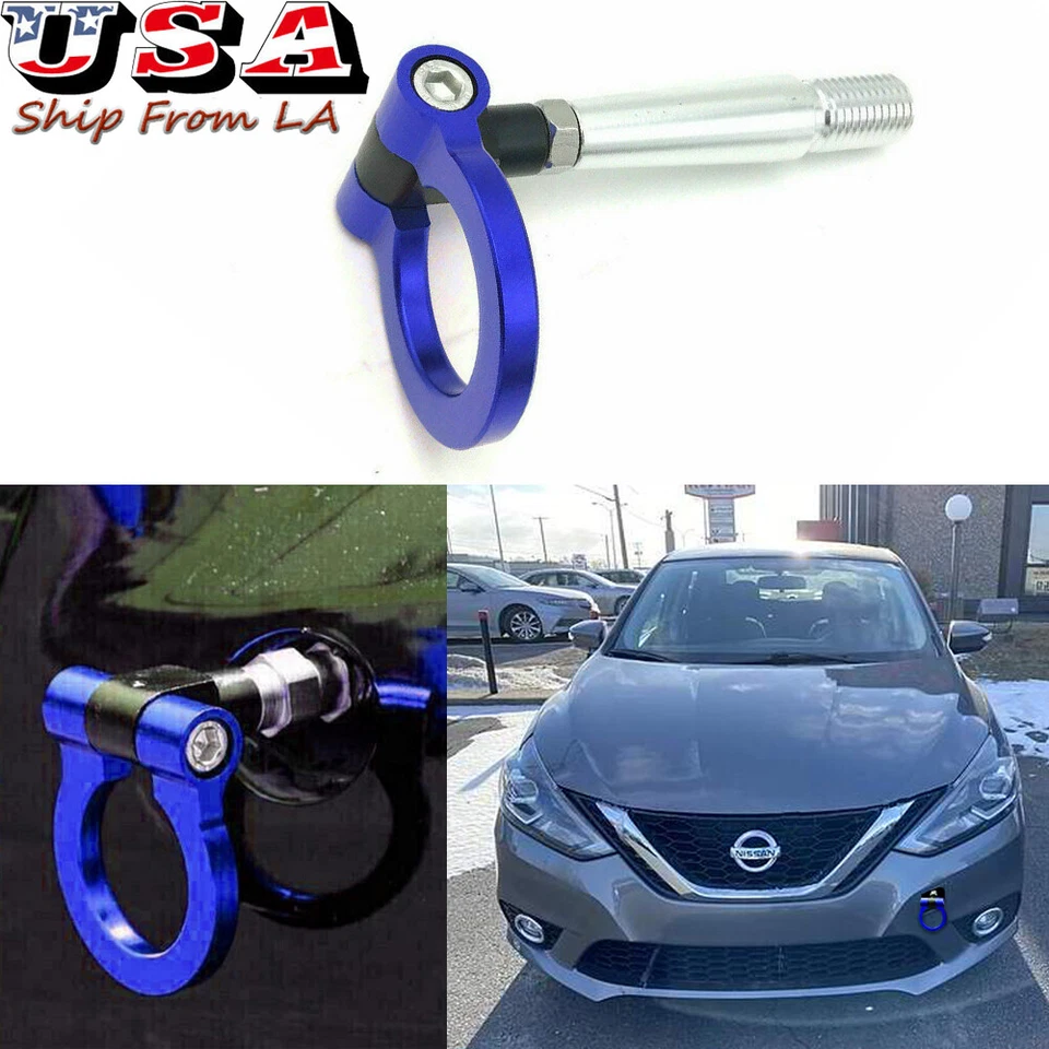 Anillo de gancho de remolque de aluminio CNC Blue Track Racing JDM para Nissan Sentra GTR 370Z Juke Foto 1 de 4