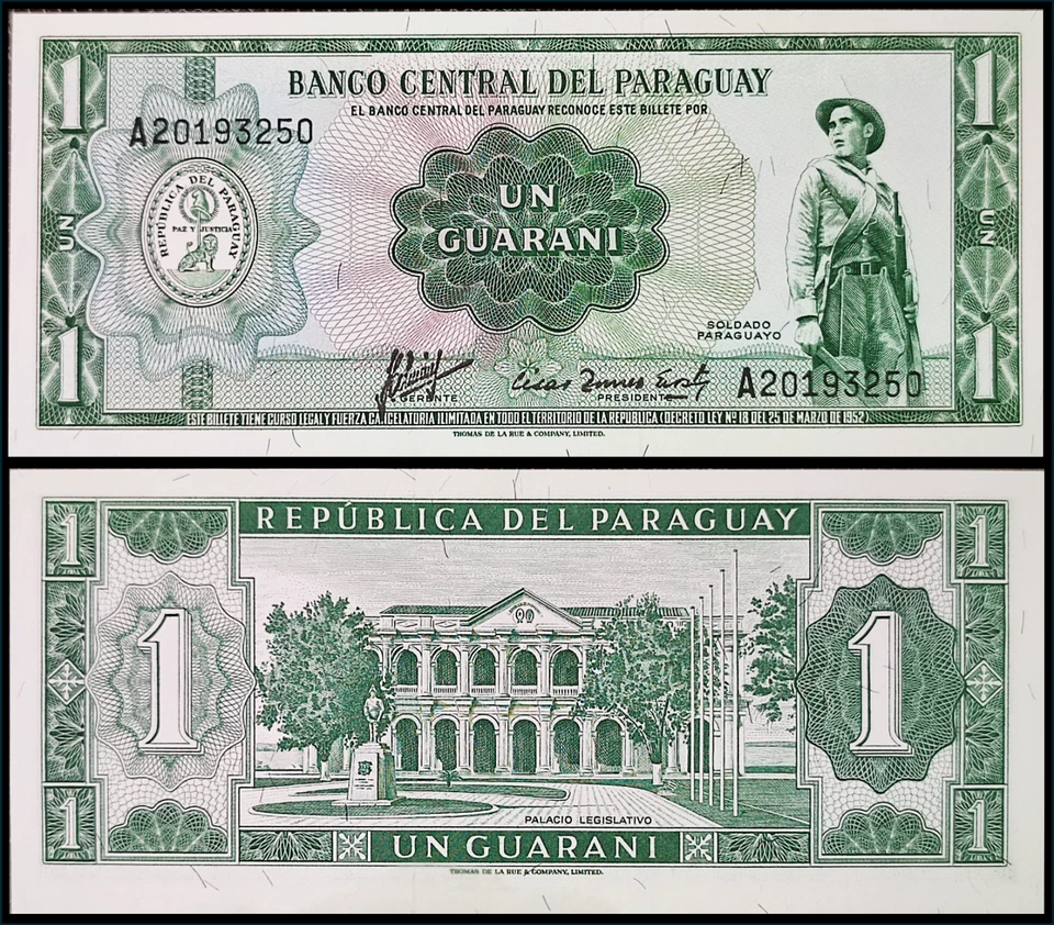 Billet 1 GUARANI UNC BANKNOTE FROM PARAGUAY 1963 PICK-193 - Photo 1/1