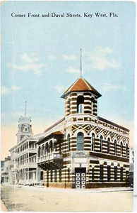 Postal de recuerdo 3x5 Corner Front and Duval Streest, Key West, Florida sin publicar - Imagen 1 de 2