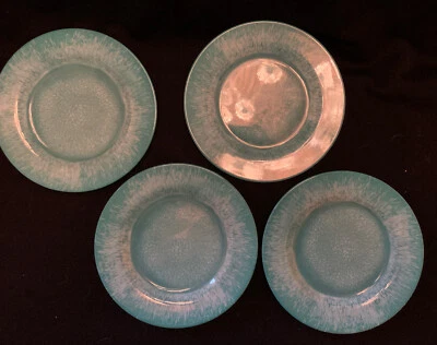 Pier 1 Turquoise 9”Melamine Crackle Appetizer/Snack Plates Set of 4 - Изображение 1 из 4